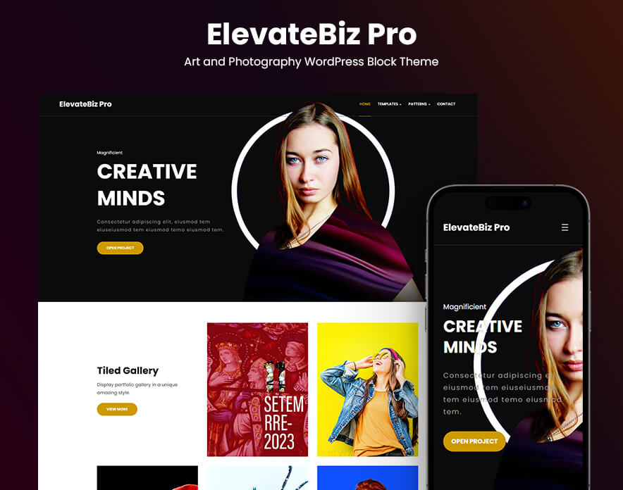 ElevateBiz Pro - Art and Photography WordPress Block Theme Main