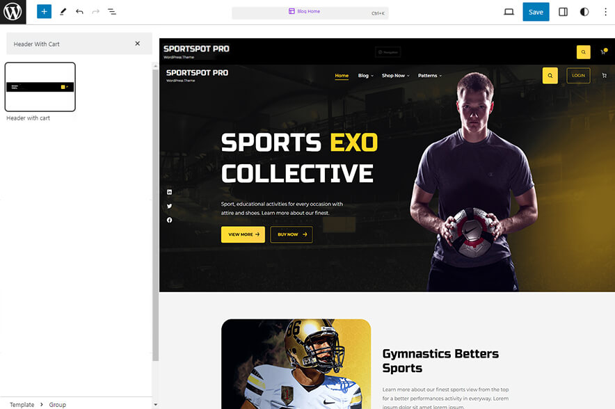 Sportspot Pro - Header With Cart
