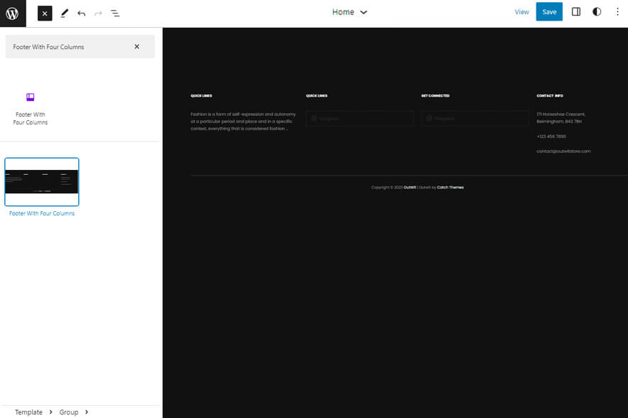 OutWit - Footer With Four Columns
