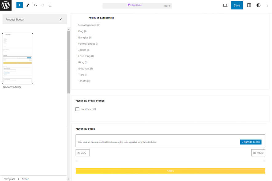 Sportspot Pro - Sports WordPress eCommerce Block Theme Product Sidebar