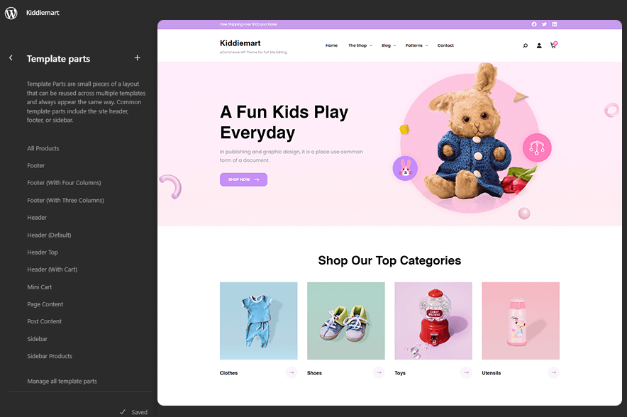 Kiddiemart - eCommerce WordPress Block Theme Template Parts